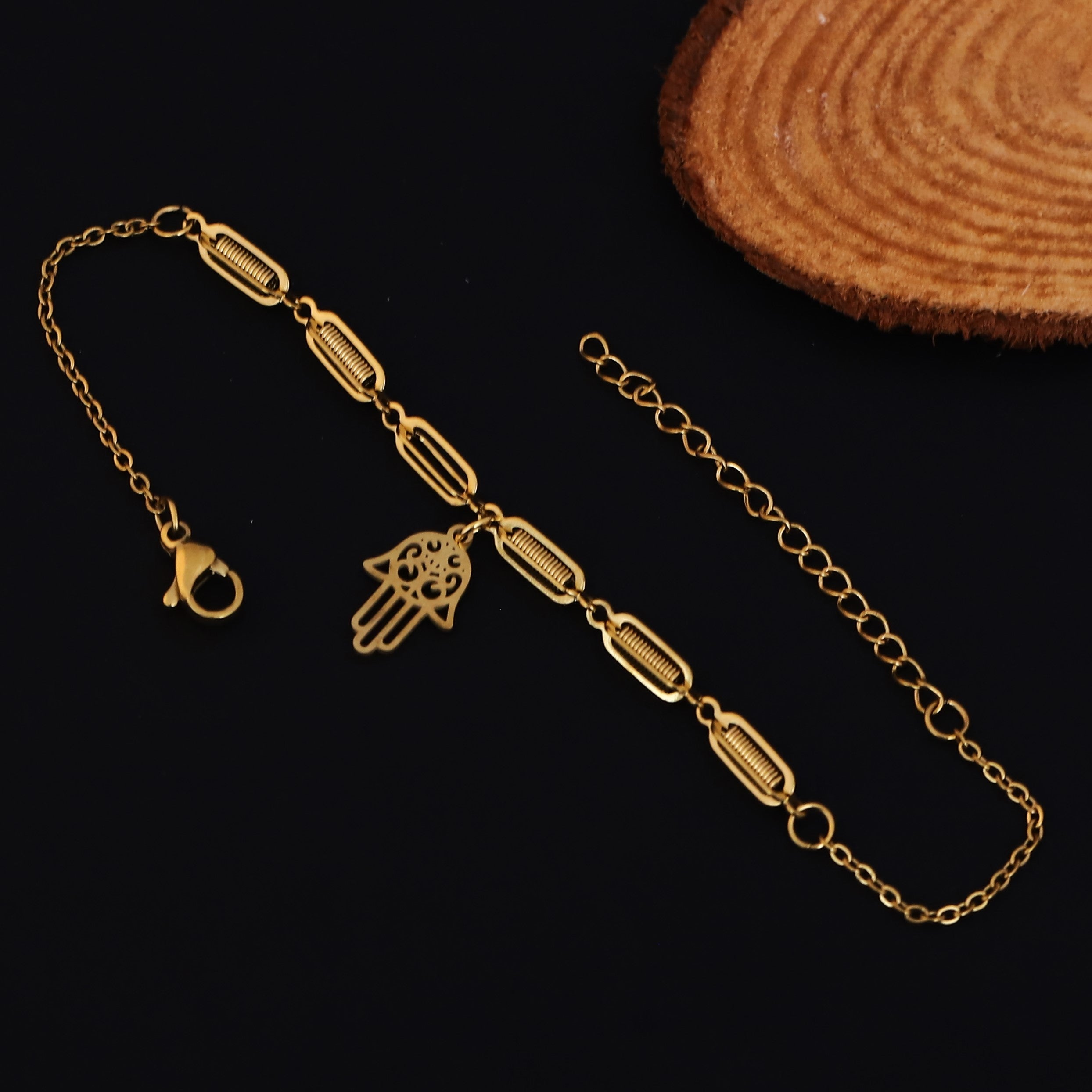 Hamza Chain Bracelet Gold Plated – Single Layer, Anti-Tarnish, Waterproof(GOLD)