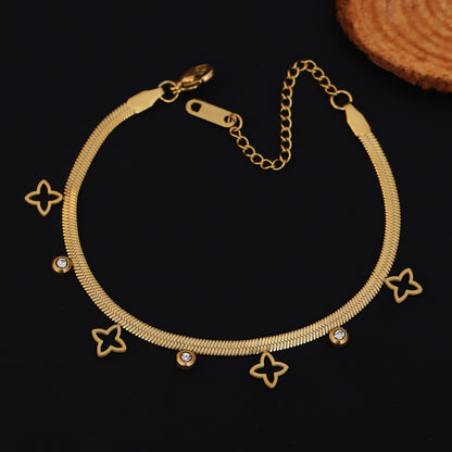 Flower Snack Chain Bracelet Gold Plated – Single Layer, Anti-Tarnish, Waterproof, Minimalist Style (GOLD)