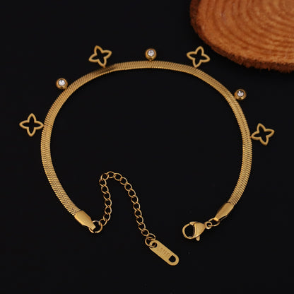 Flower Snack Chain Bracelet Gold Plated – Single Layer, Anti-Tarnish, Waterproof, Minimalist Style (GOLD)