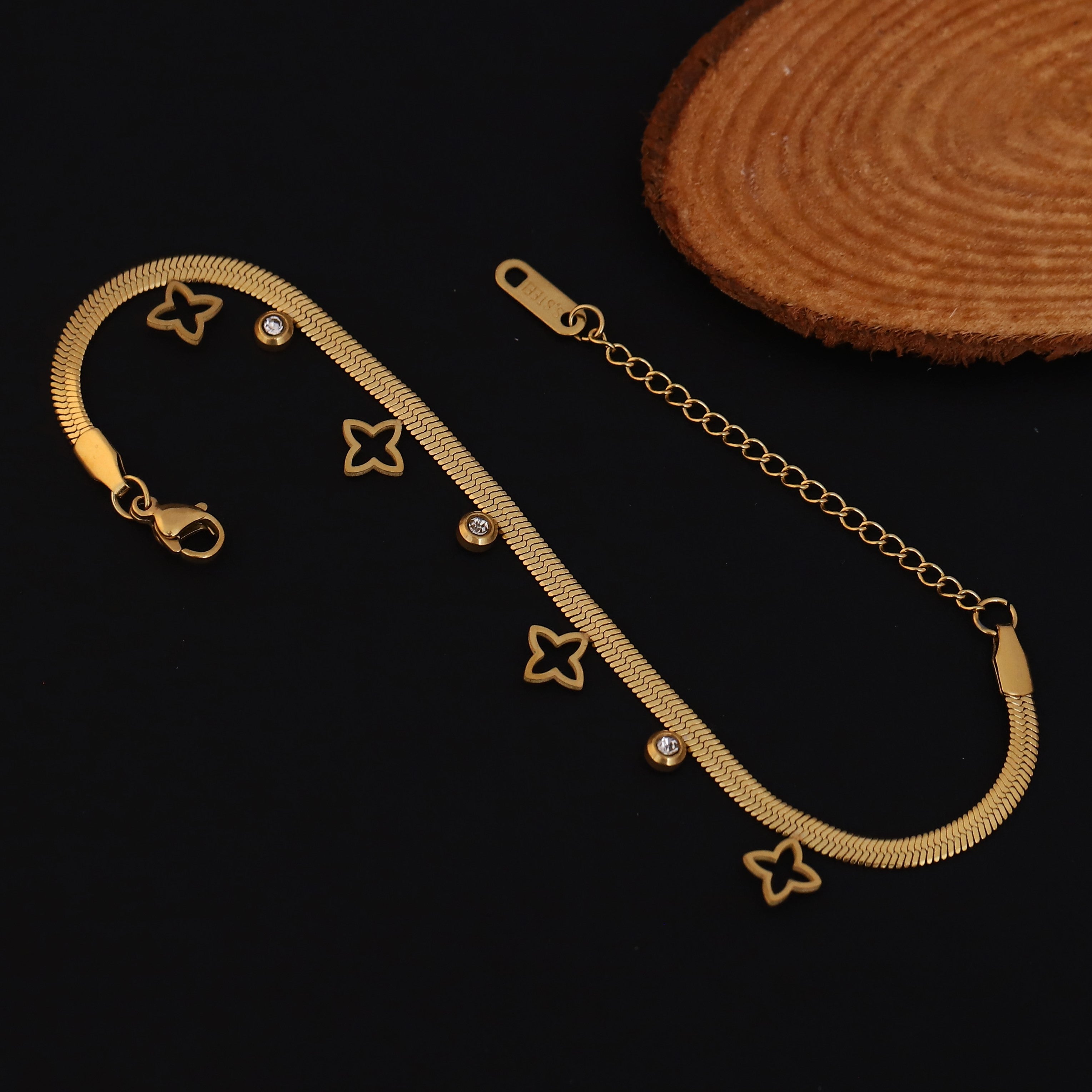 Flower Snack Chain Bracelet Gold Plated – Single Layer, Anti-Tarnish, Waterproof, Minimalist Style (GOLD)