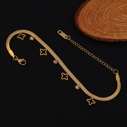 Flower Snack Chain Bracelet Gold Plated – Single Layer, Anti-Tarnish, Waterproof, Minimalist Style (GOLD)