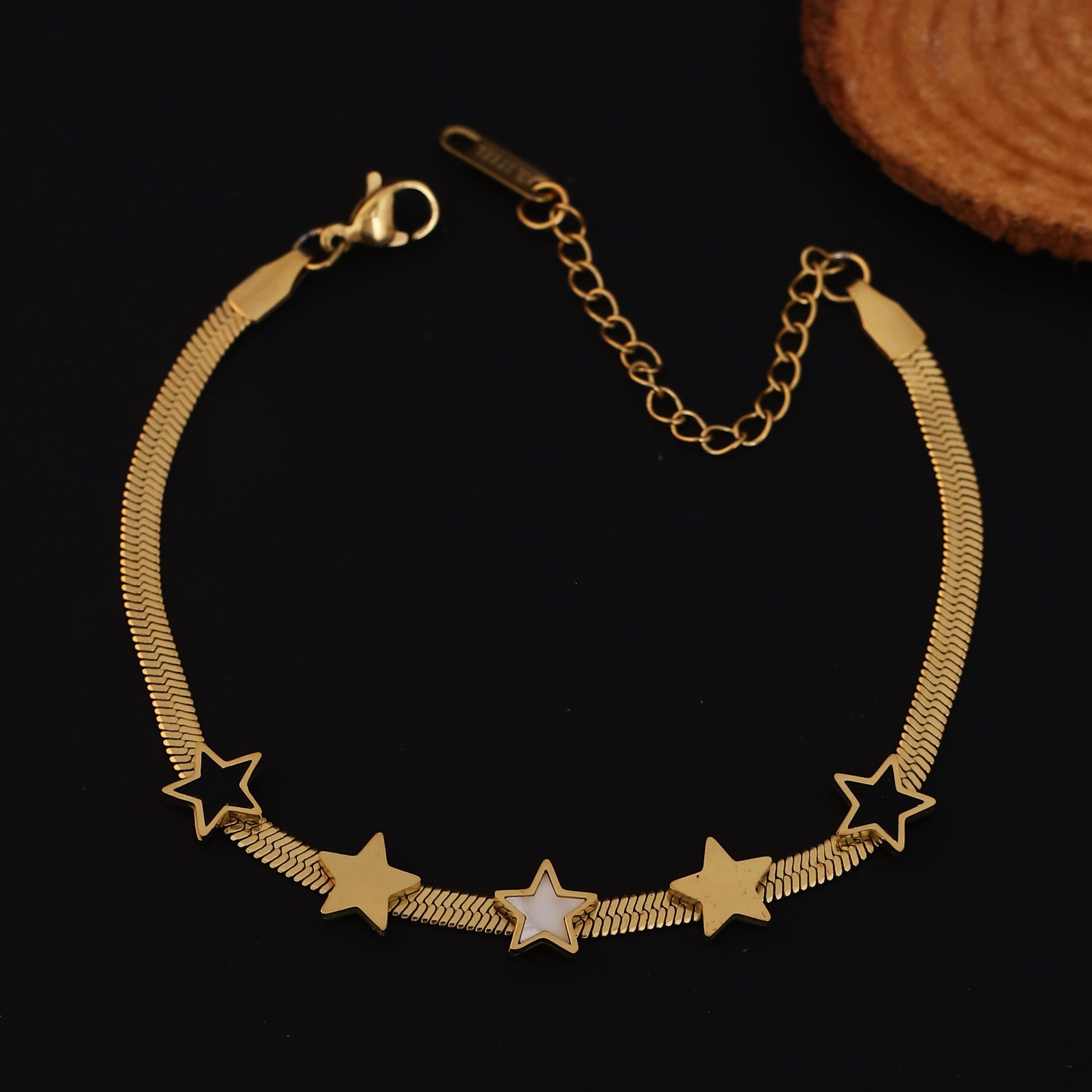 Star Snake Chain Bracelet Gold Plated – Single Layer, Anti-Tarnish, Waterproof(GOLD)