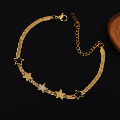 Star Snake Chain Bracelet Gold Plated – Single Layer, Anti-Tarnish, Waterproof(GOLD)
