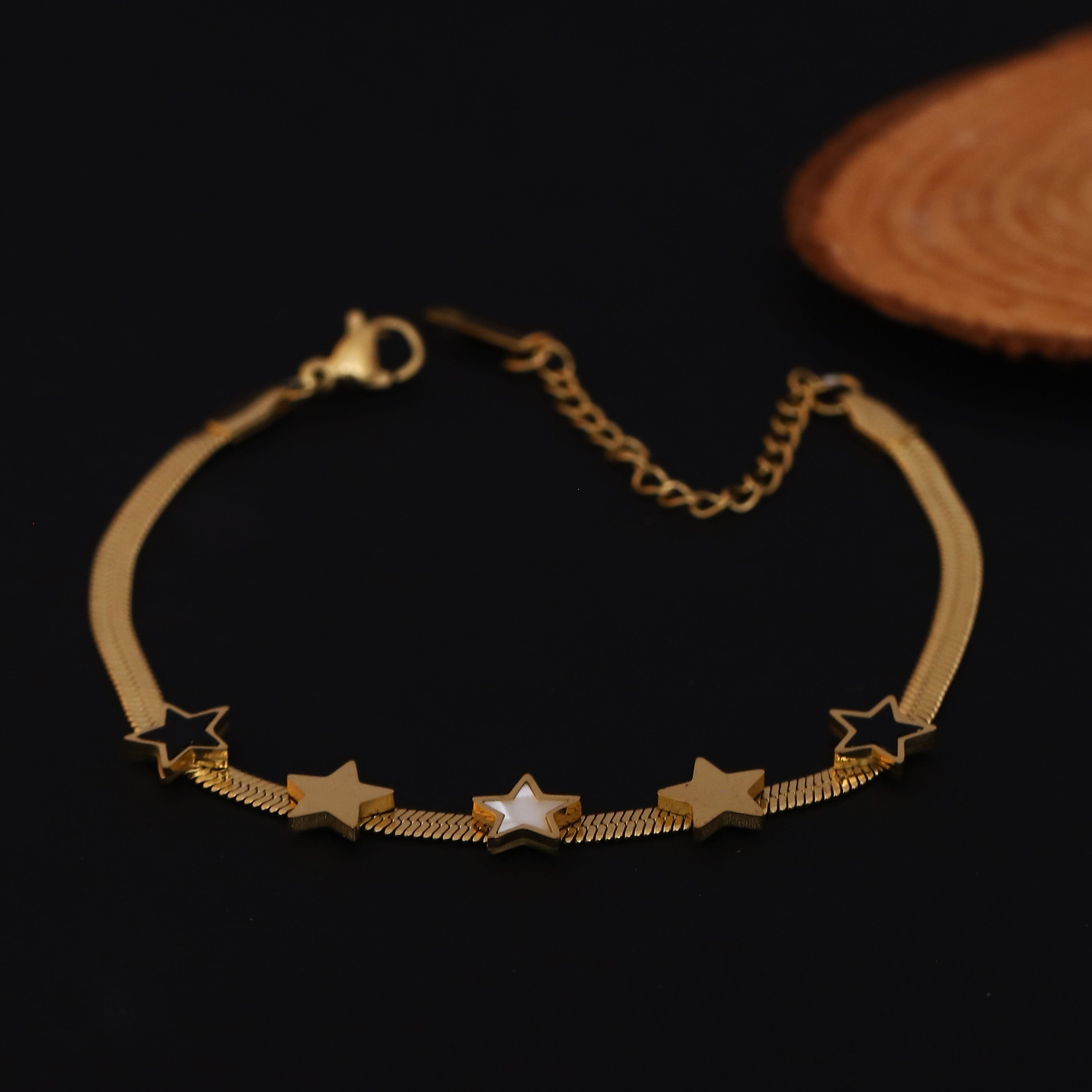 Star Snake Chain Bracelet Gold Plated – Single Layer, Anti-Tarnish, Waterproof(GOLD)
