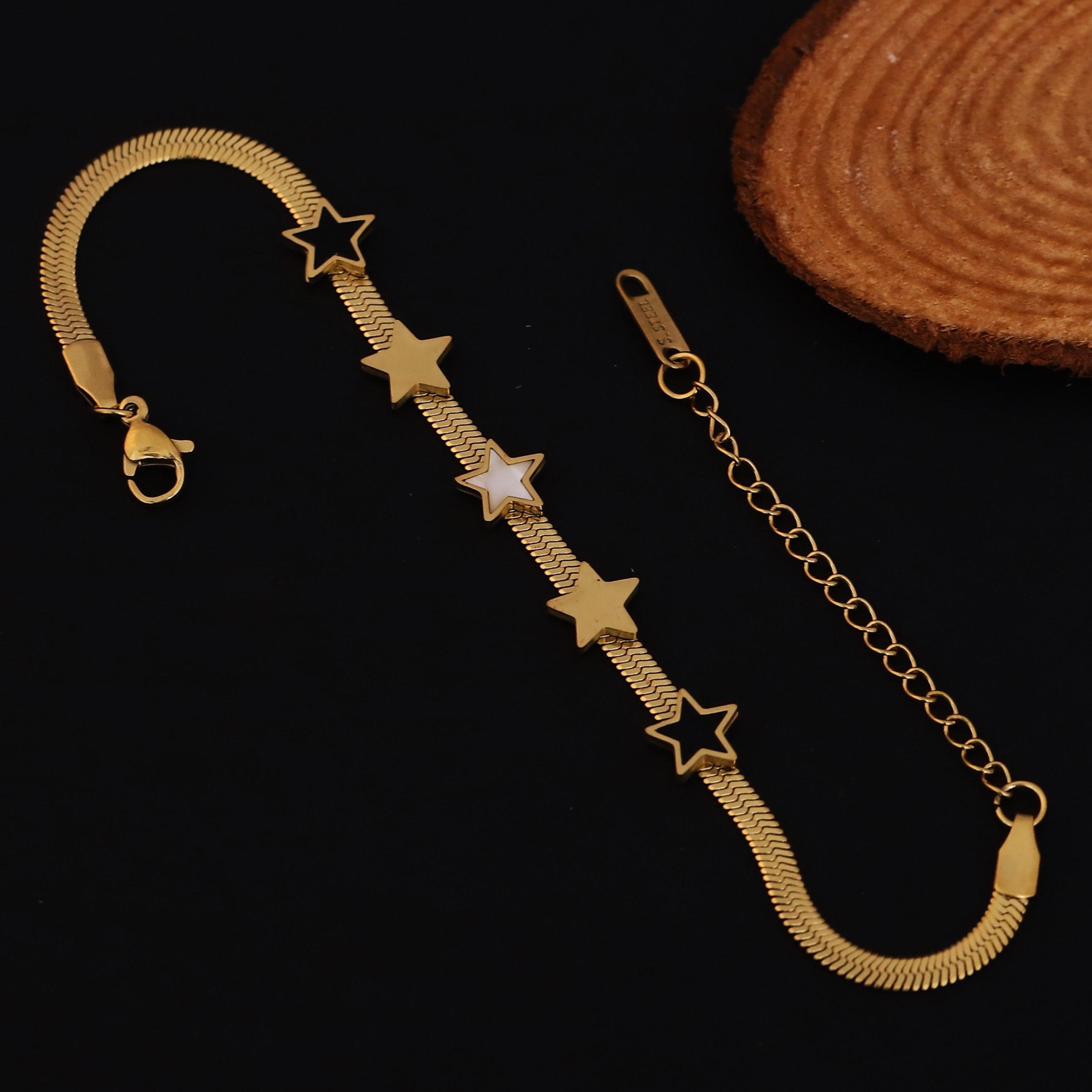 Star Snake Chain Bracelet Gold Plated – Single Layer, Anti-Tarnish, Waterproof(GOLD)