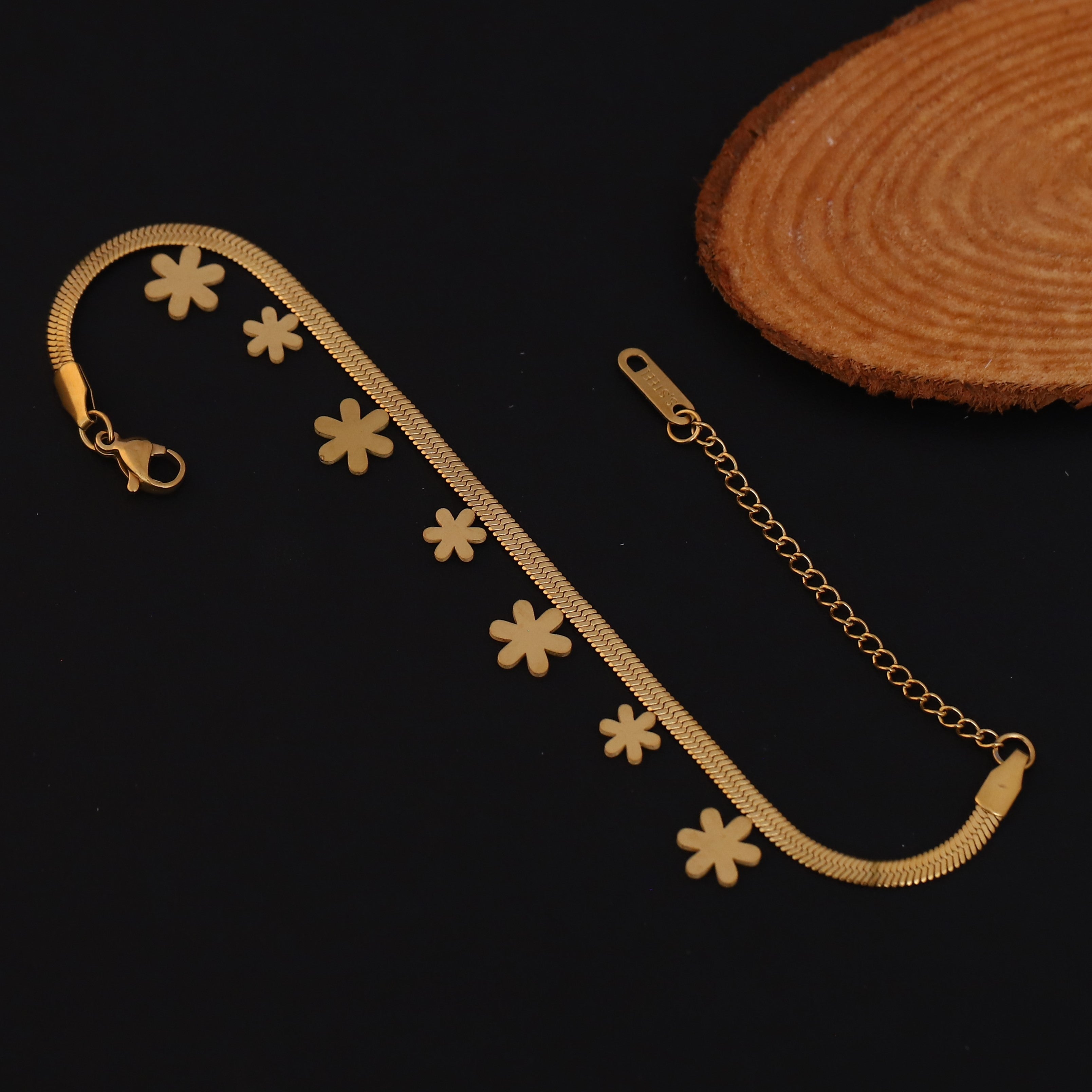 Flower Snack Chain Bracelet Gold Plated – Single Layer, Anti-Tarnish, Waterproof, Minimalist Style (GOLD)