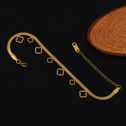 Flower Charm Chain Bracelet Gold Plated – Single Layer, Anti-Tarnish, Waterproof, Minimalist Style (GOLD)