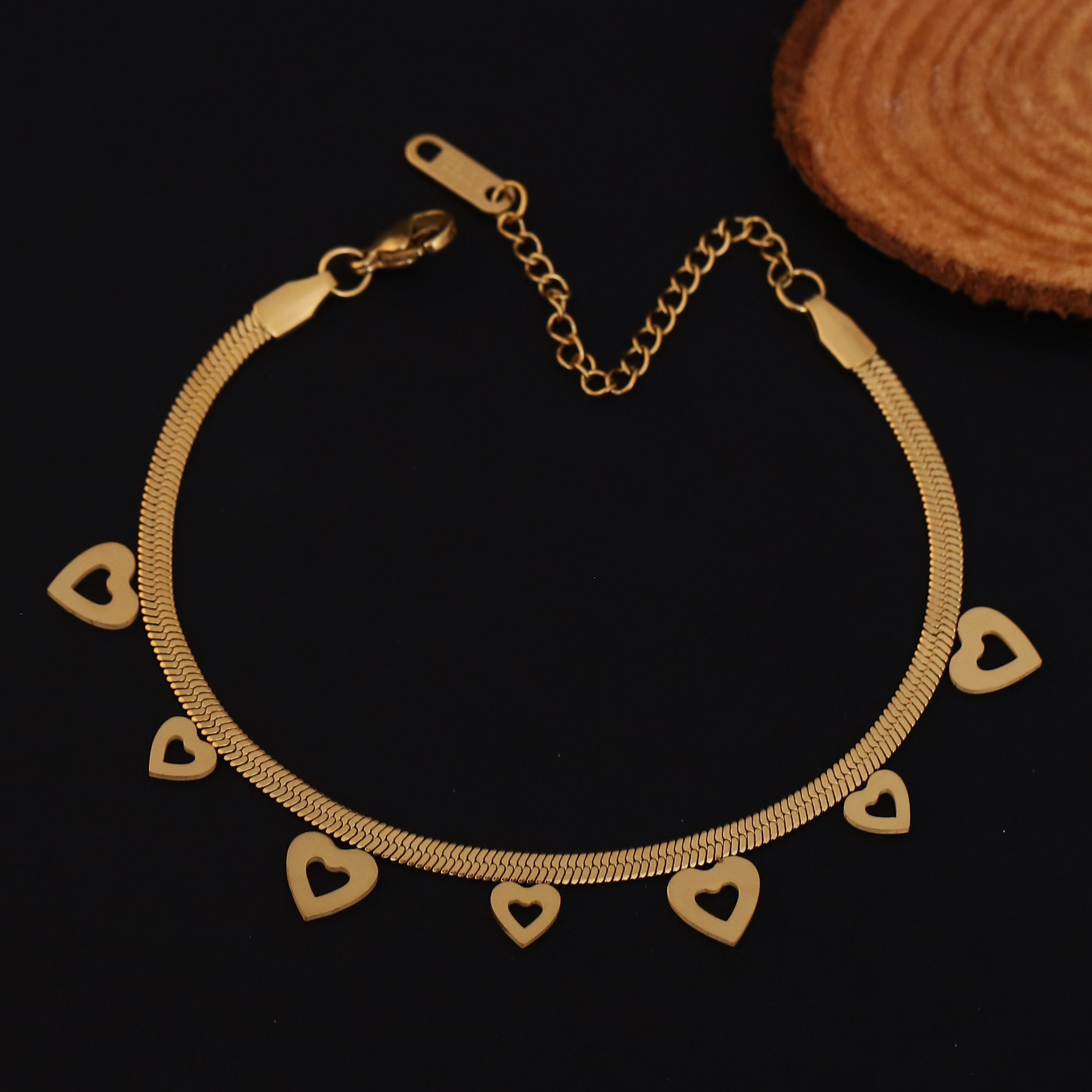 Heart Charm Chain Bracelet Gold Plated – Single Layer, Anti-Tarnish, Waterproof, Minimalist Style (GOLD)