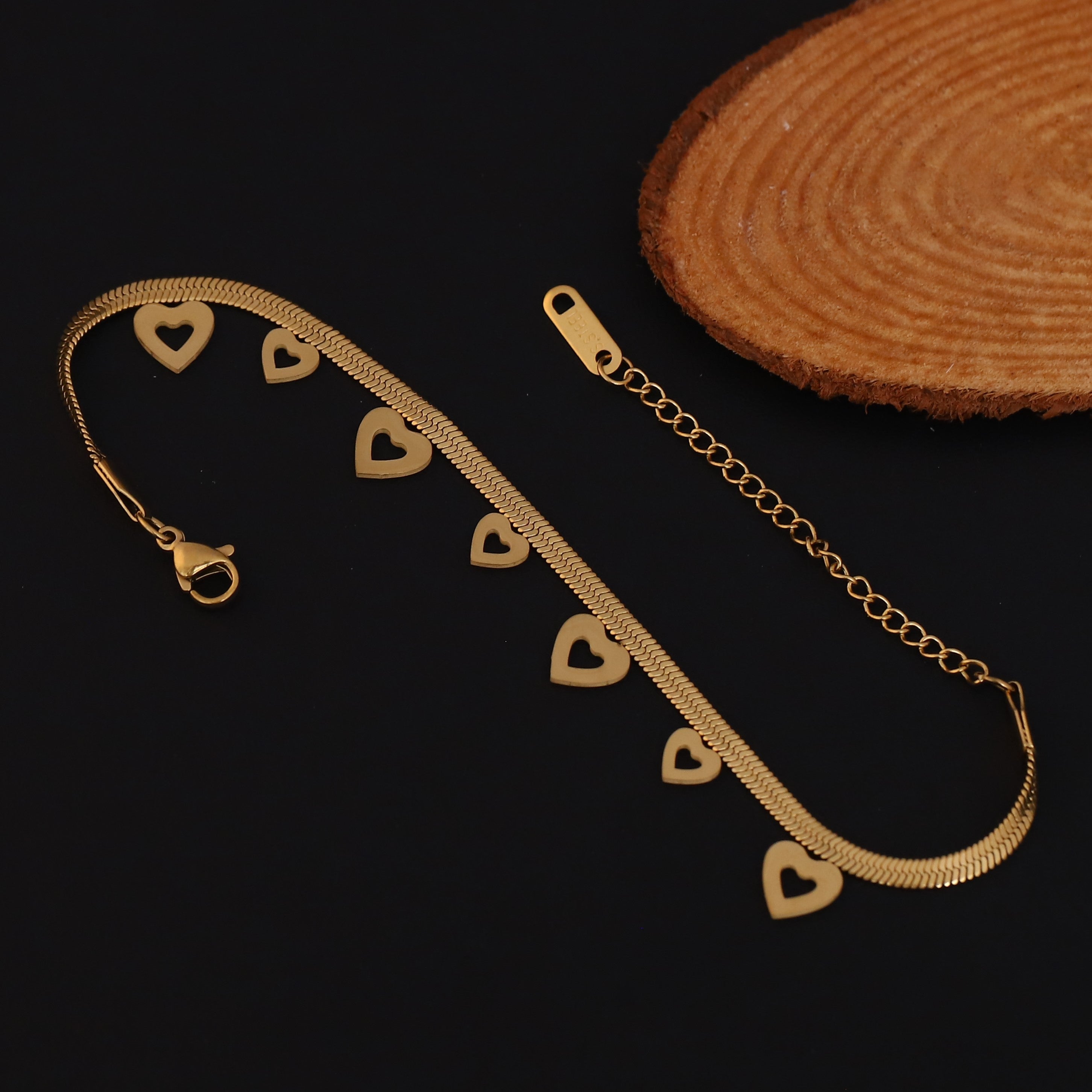 Heart Charm Chain Bracelet Gold Plated – Single Layer, Anti-Tarnish, Waterproof, Minimalist Style (GOLD)