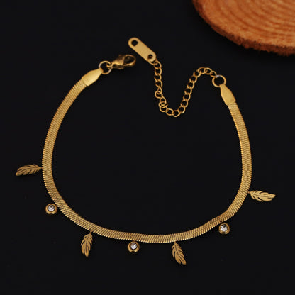 Boho Charm Chain Bracelet Gold Plated – Single Layer, Anti-Tarnish, Waterproof, Minimalist Style (GOLD)