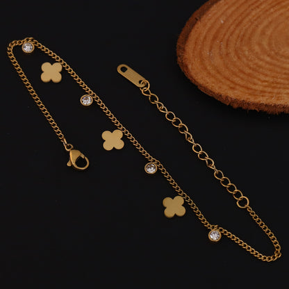 Flower Chain Bracelet Gold Plated – Single Layer, Anti-Tarnish, Waterproof, Minimalist Style (GOLD)