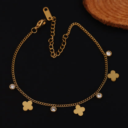 Flower Chain Bracelet Gold Plated – Single Layer, Anti-Tarnish, Waterproof, Minimalist Style (GOLD)