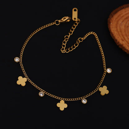 Flower Chain Bracelet Gold Plated – Single Layer, Anti-Tarnish, Waterproof, Minimalist Style (GOLD)