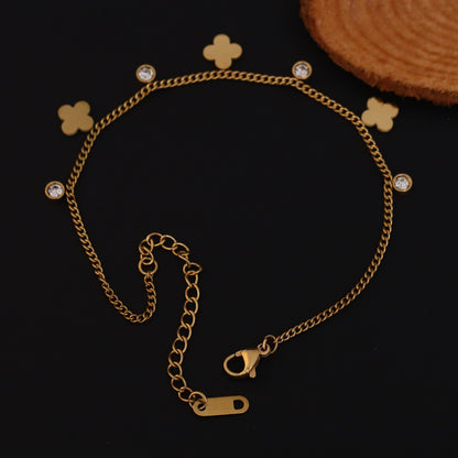Flower Chain Bracelet Gold Plated – Single Layer, Anti-Tarnish, Waterproof, Minimalist Style (GOLD)