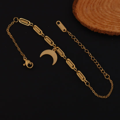 Half Moon Chain Bracelet Gold Plated – Single Layer, Anti-Tarnish, Waterproof(GOLD)