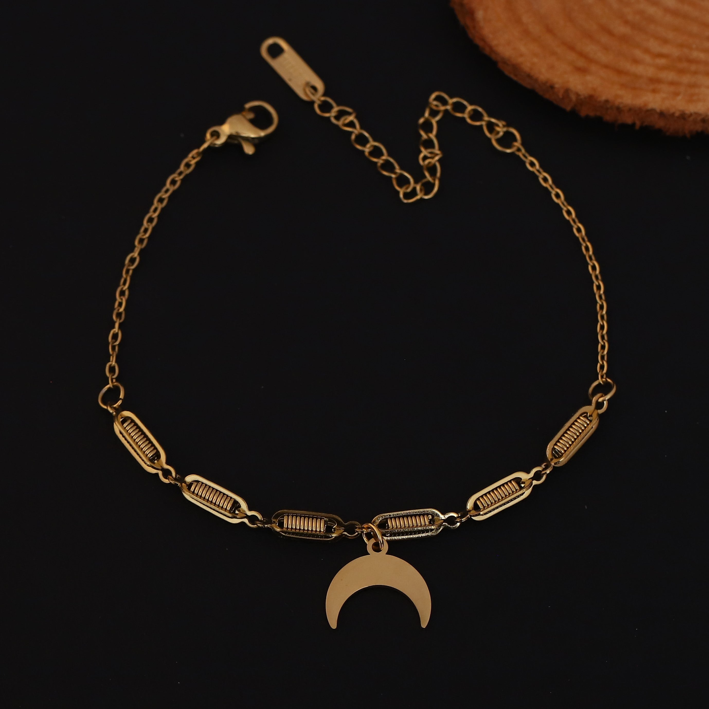 Half Moon Chain Bracelet Gold Plated – Single Layer, Anti-Tarnish, Waterproof(GOLD)