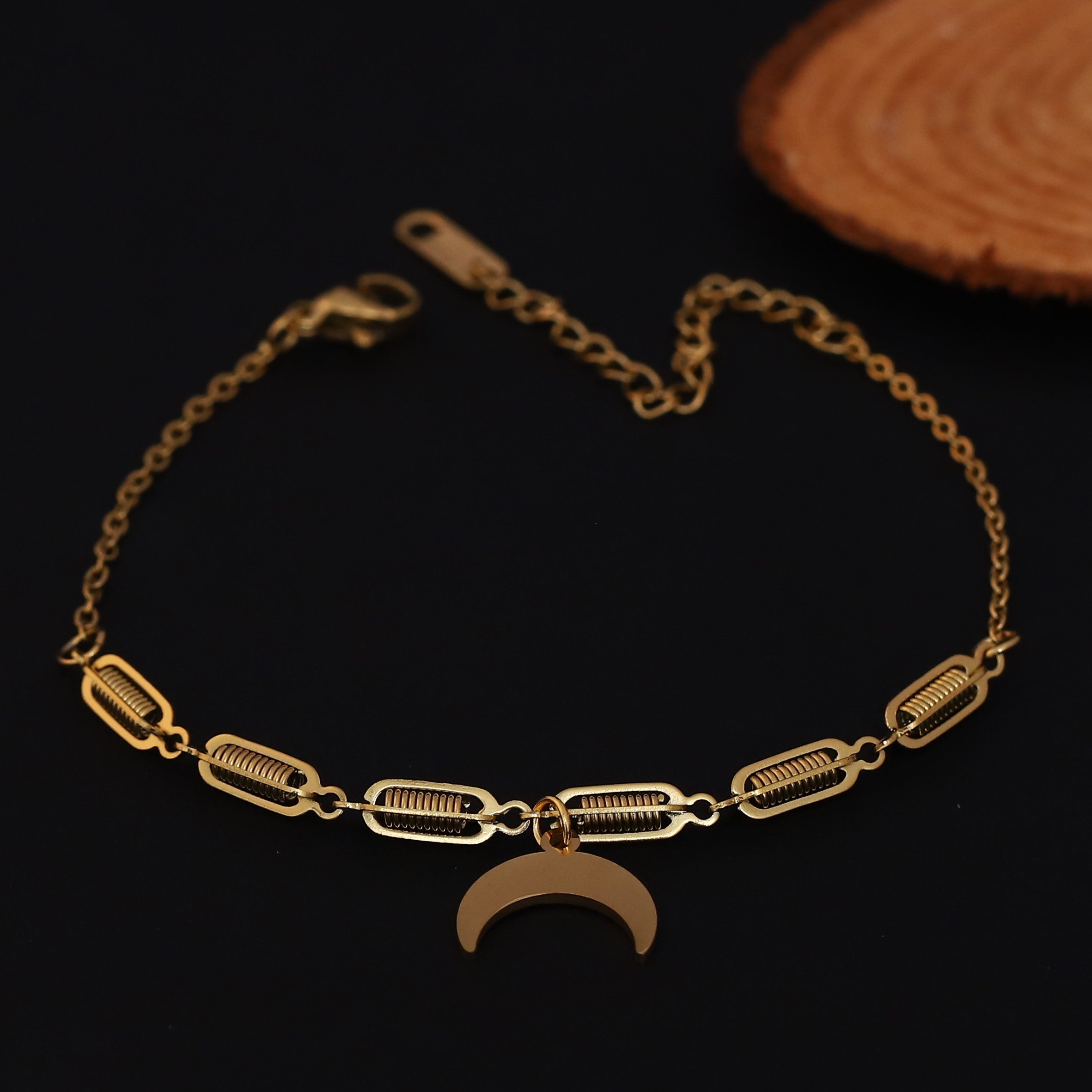 Half Moon Chain Bracelet Gold Plated – Single Layer, Anti-Tarnish, Waterproof(GOLD)
