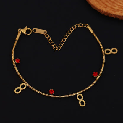 Infinity Charms Chain Bracelet Gold Plated – Single Layer, Anti-Tarnish, Waterproof, Minimalist Style (GOLD)
