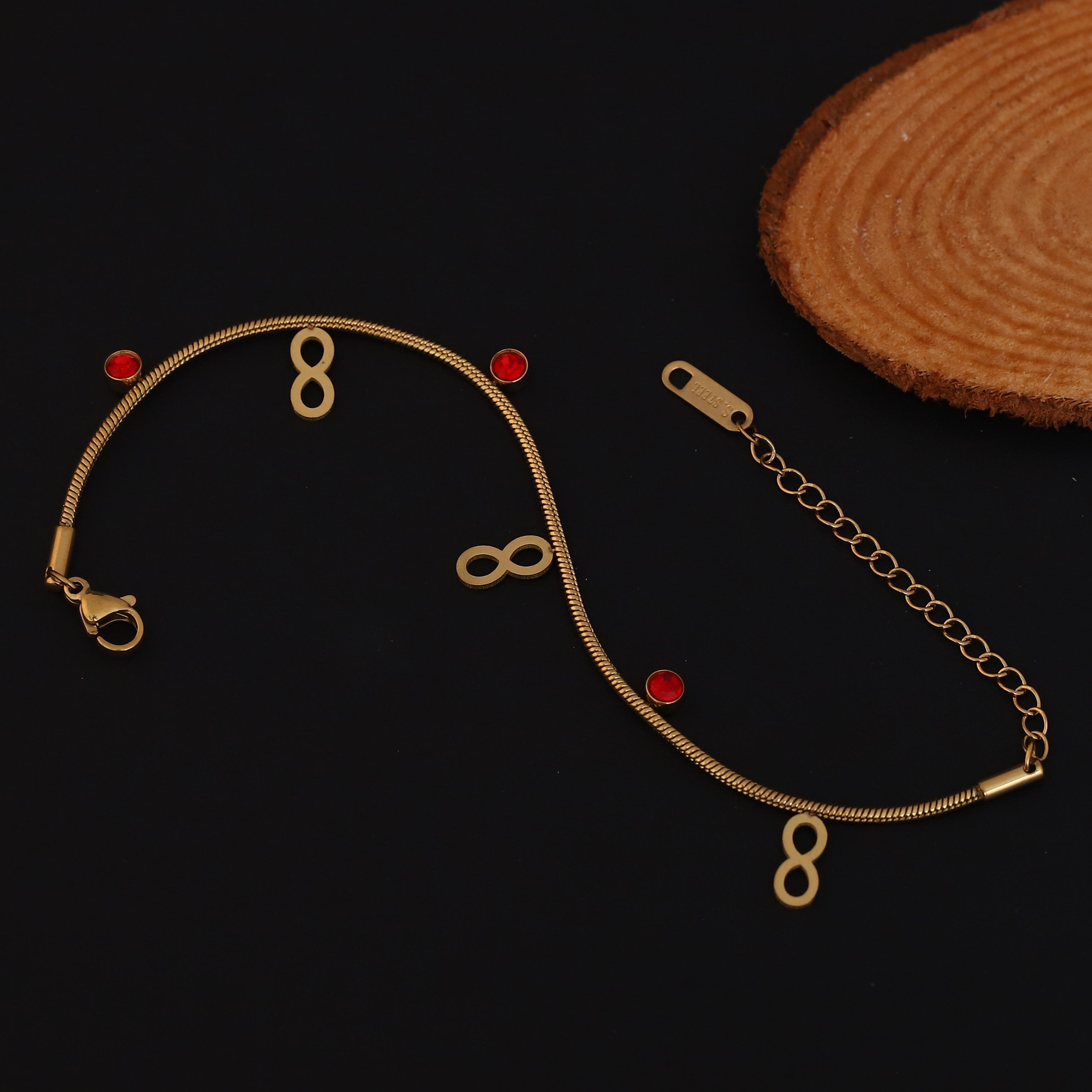 Infinity Charms Chain Bracelet Gold Plated – Single Layer, Anti-Tarnish, Waterproof, Minimalist Style (GOLD)