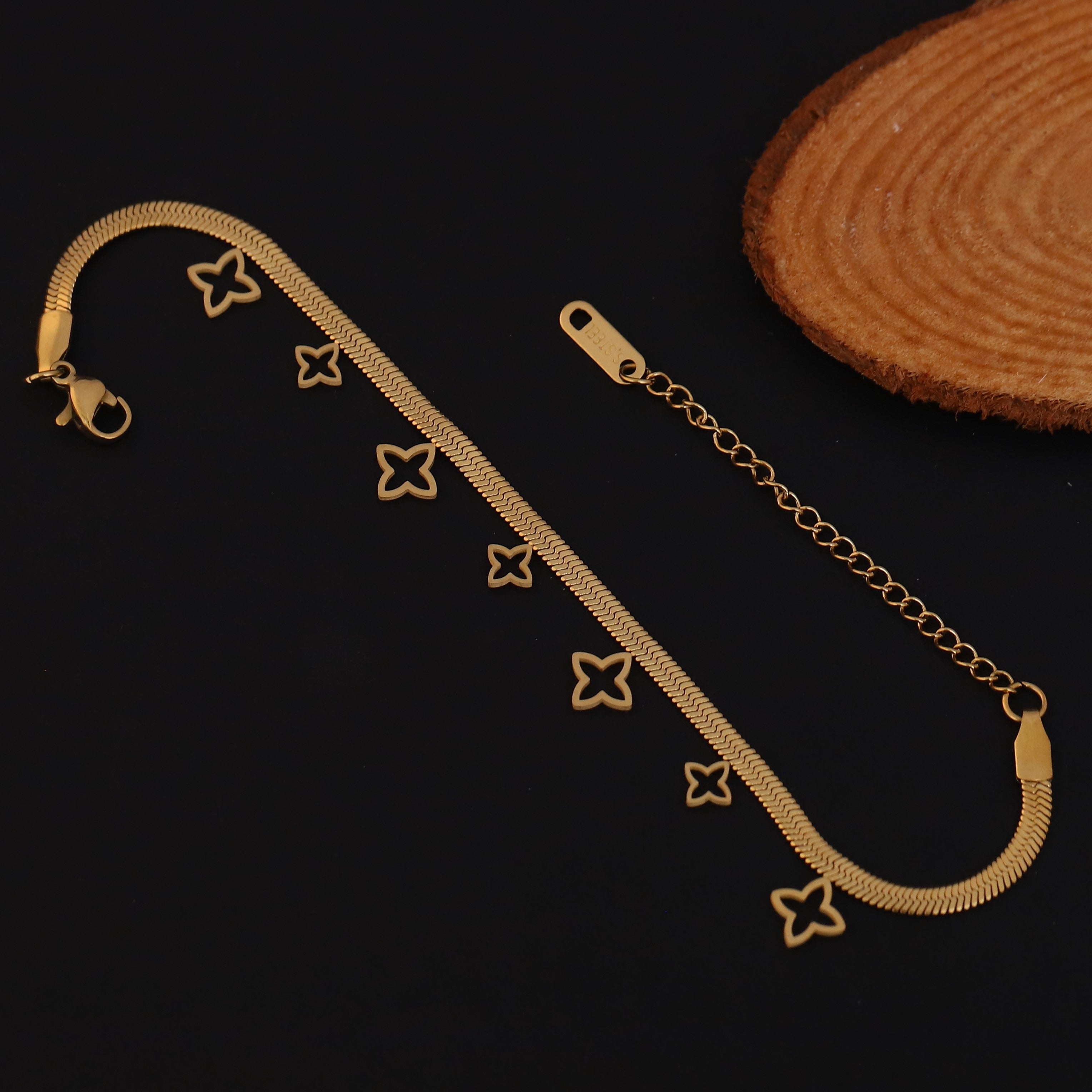 Flower Snack Chain Bracelet Gold Plated – Single Layer, Anti-Tarnish, Waterproof, Minimalist Style (GOLD)