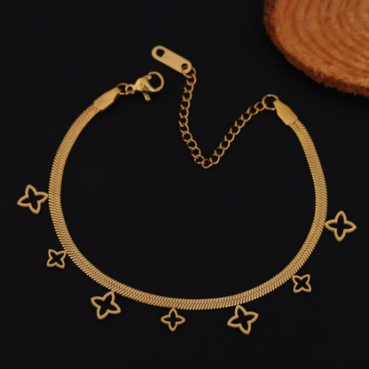 Flower Snack Chain Bracelet Gold Plated – Single Layer, Anti-Tarnish, Waterproof, Minimalist Style (GOLD)
