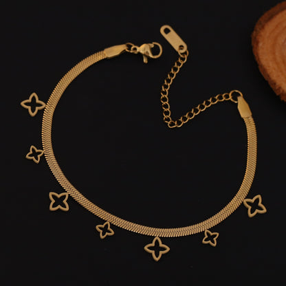 Flower Snack Chain Bracelet Gold Plated – Single Layer, Anti-Tarnish, Waterproof, Minimalist Style (GOLD)