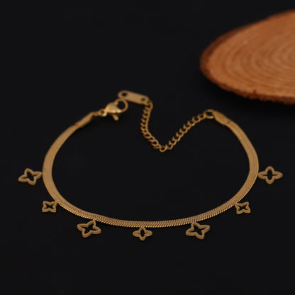 Flower Snack Chain Bracelet Gold Plated – Single Layer, Anti-Tarnish, Waterproof, Minimalist Style (GOLD)