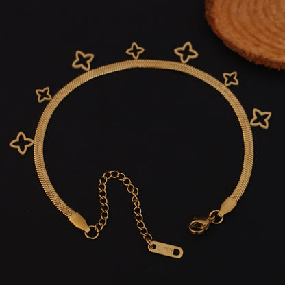 Flower Snack Chain Bracelet Gold Plated – Single Layer, Anti-Tarnish, Waterproof, Minimalist Style (GOLD)