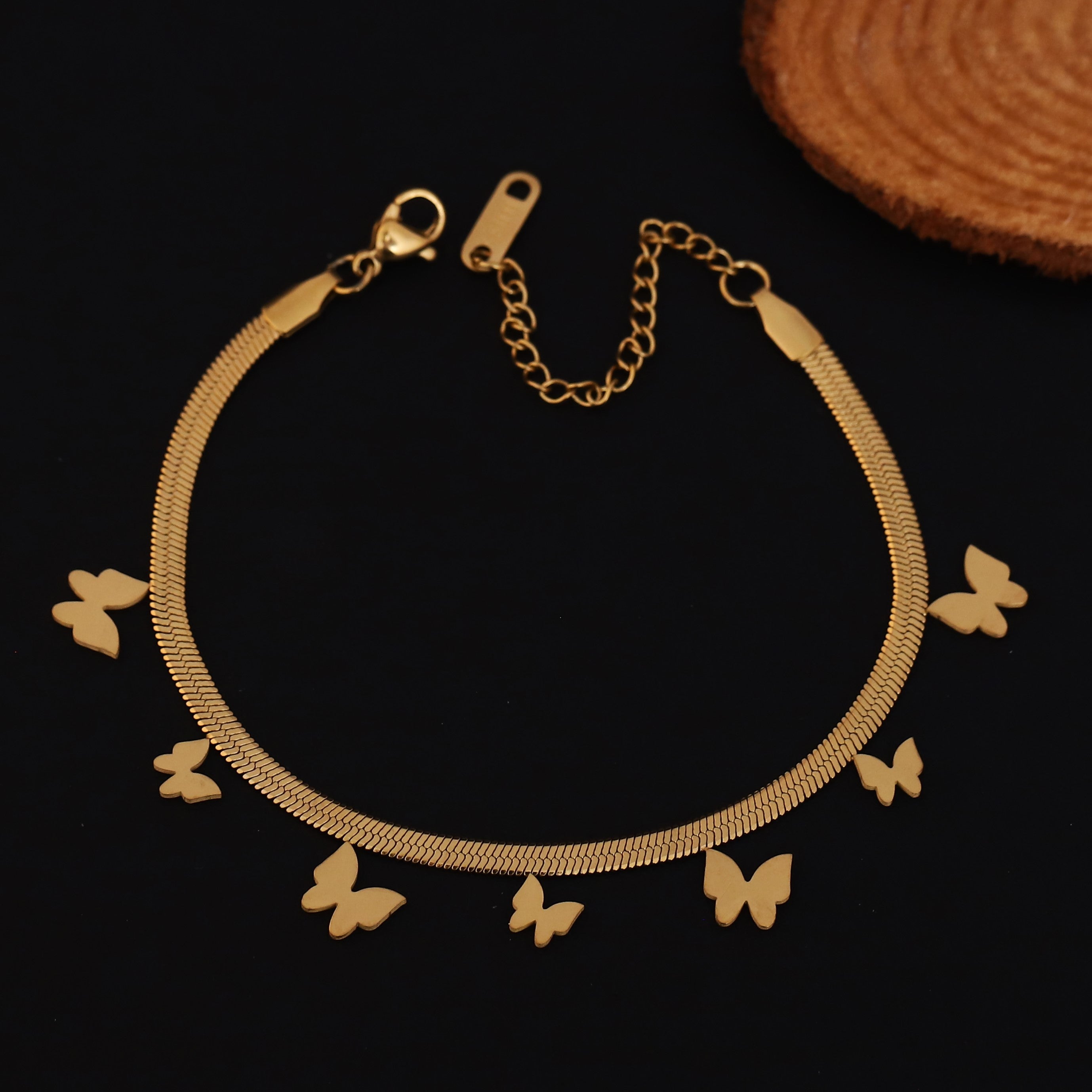 Butterfly Snack Chain Bracelet Gold Plated – Single Layer, Anti-Tarnish, Waterproof, Minimalist Style (GOLD)
