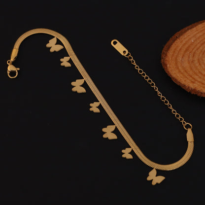 Butterfly Snack Chain Bracelet Gold Plated – Single Layer, Anti-Tarnish, Waterproof, Minimalist Style (GOLD)