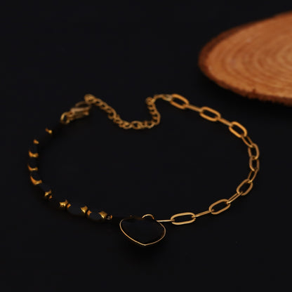 Heart Charms Chain Bracelet Gold Plated – Single Layer, Anti-Tarnish, Waterproof (GOLD)