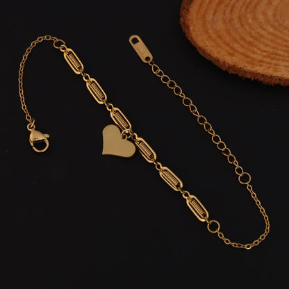 Heart Chain Bracelet Gold Plated – Single Layer, Anti-Tarnish, Waterproof(GOLD)