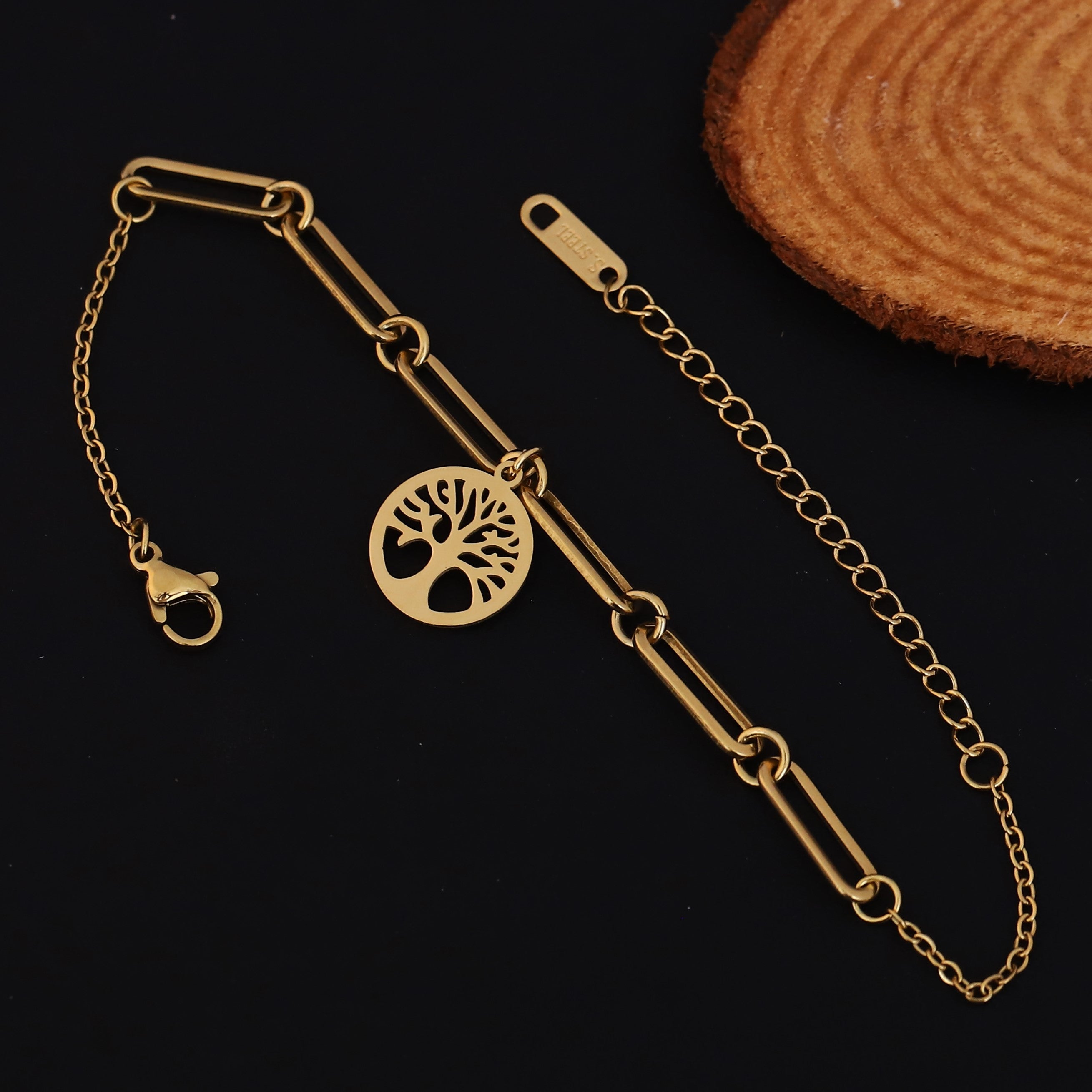 Life Tree Chain Bracelet Gold Plated – Single Layer, Anti-Tarnish, Waterproof(GOLD)