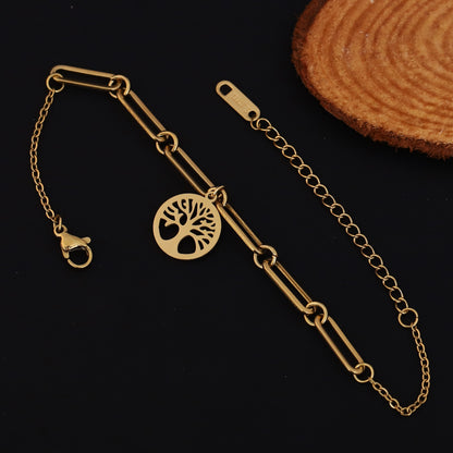 Life Tree Chain Bracelet Gold Plated – Single Layer, Anti-Tarnish, Waterproof(GOLD)