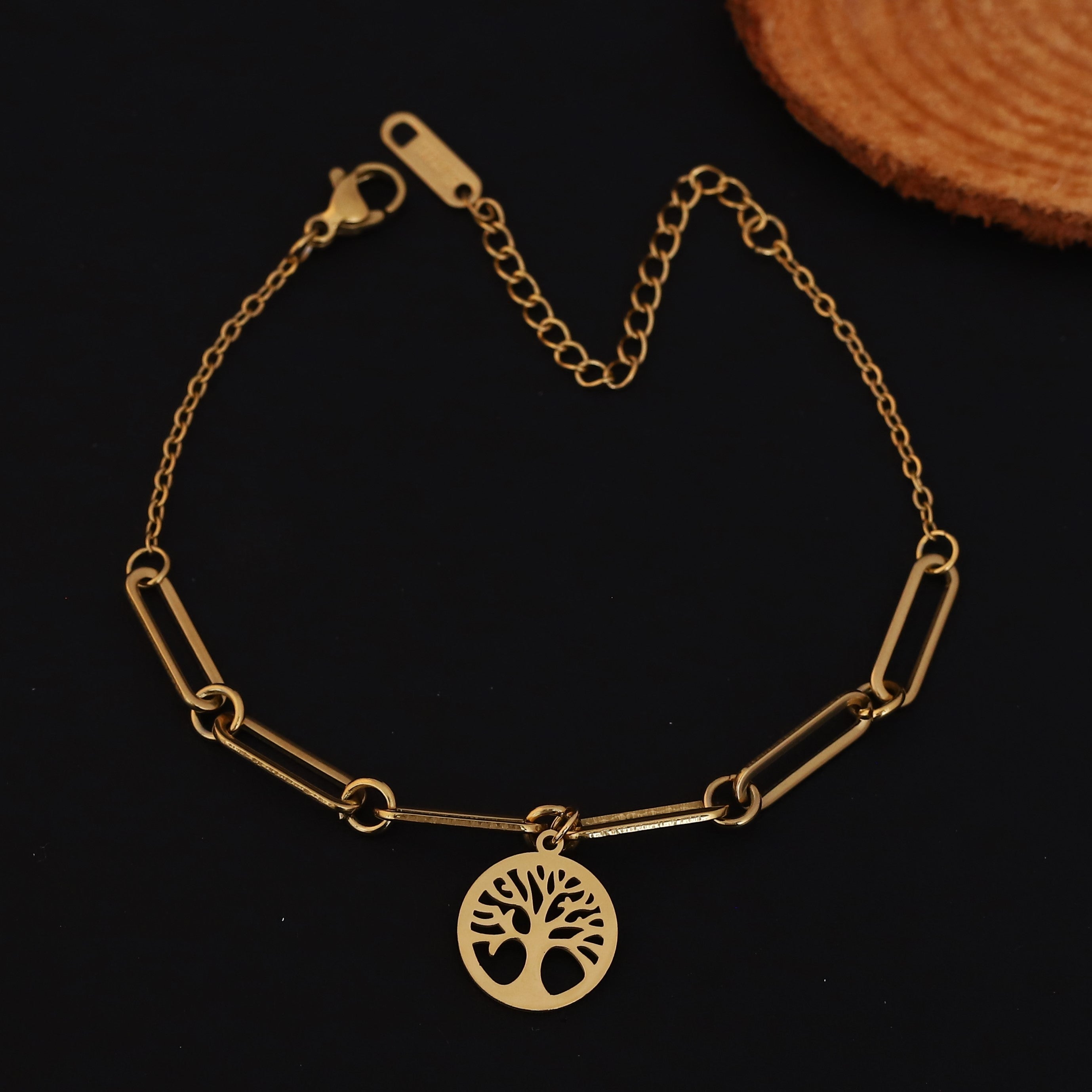 Life Tree Chain Bracelet Gold Plated – Single Layer, Anti-Tarnish, Waterproof(GOLD)