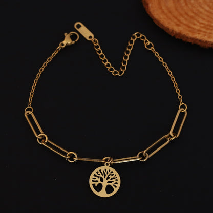 Life Tree Chain Bracelet Gold Plated – Single Layer, Anti-Tarnish, Waterproof(GOLD)