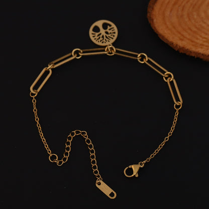 Life Tree Chain Bracelet Gold Plated – Single Layer, Anti-Tarnish, Waterproof(GOLD)
