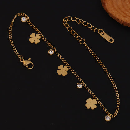 Flower Snack Chain Bracelet Gold Plated – Single Layer, Anti-Tarnish, Waterproof, Minimalist Style (GOLD)