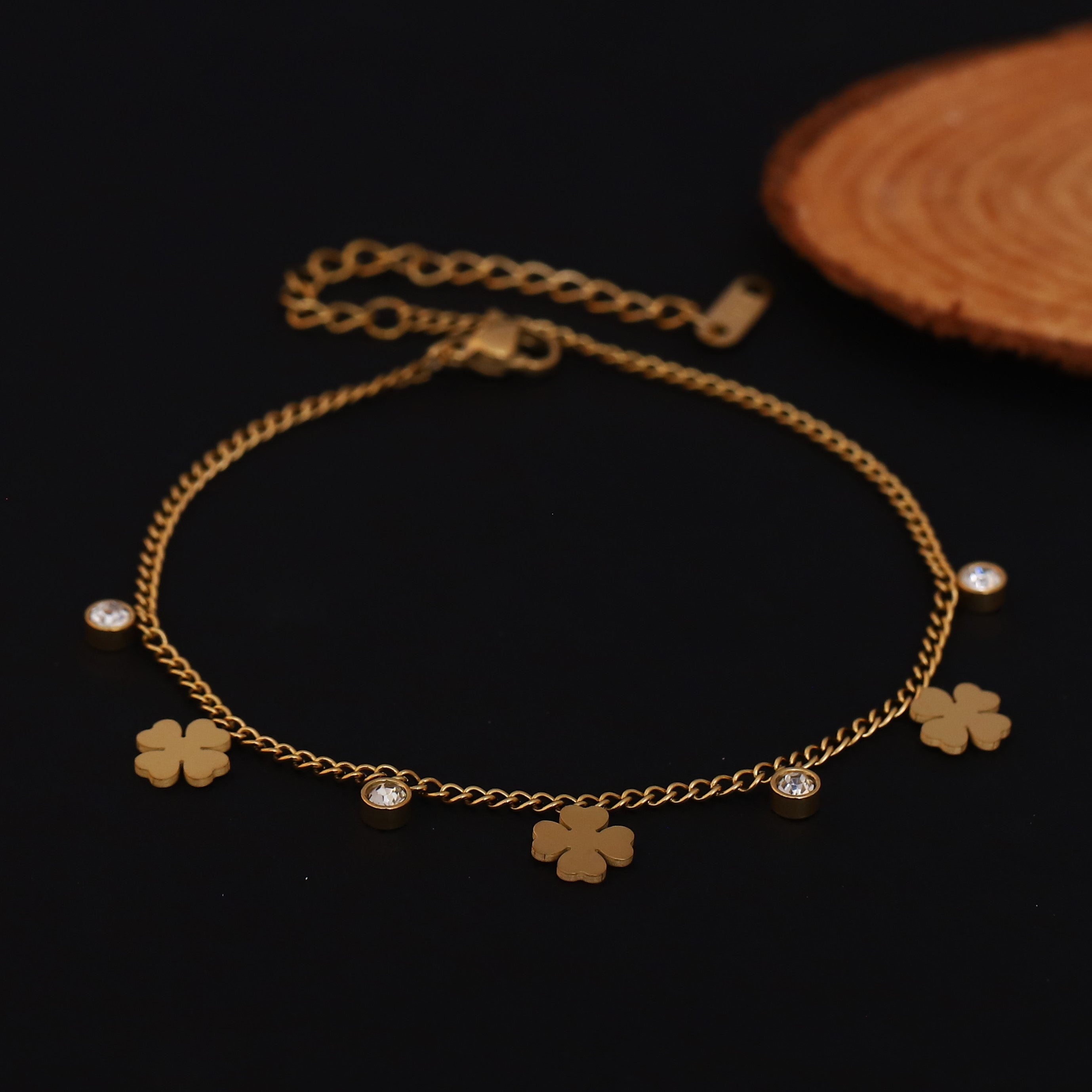 Flower Snack Chain Bracelet Gold Plated – Single Layer, Anti-Tarnish, Waterproof, Minimalist Style (GOLD)
