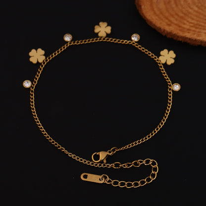 Flower Snack Chain Bracelet Gold Plated – Single Layer, Anti-Tarnish, Waterproof, Minimalist Style (GOLD)