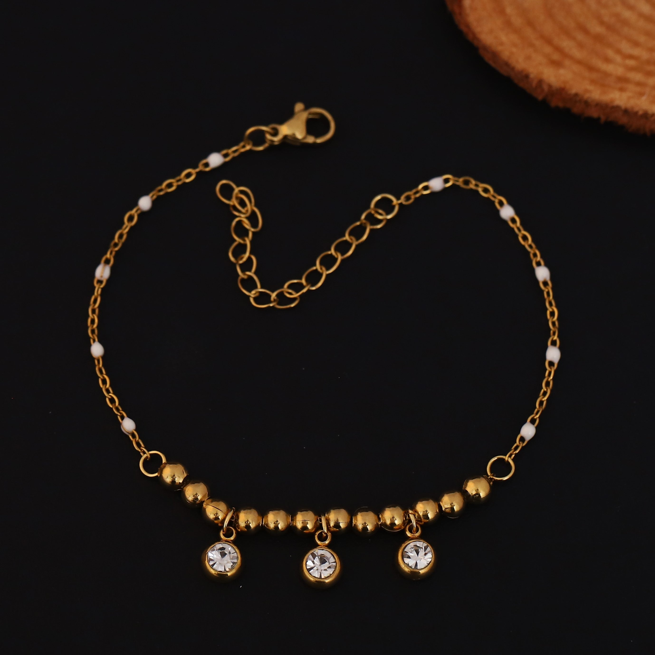 Zircon Stones Chain Bracelet Gold Plated – Single Layer, Anti-Tarnish, Waterproof(GOLD)