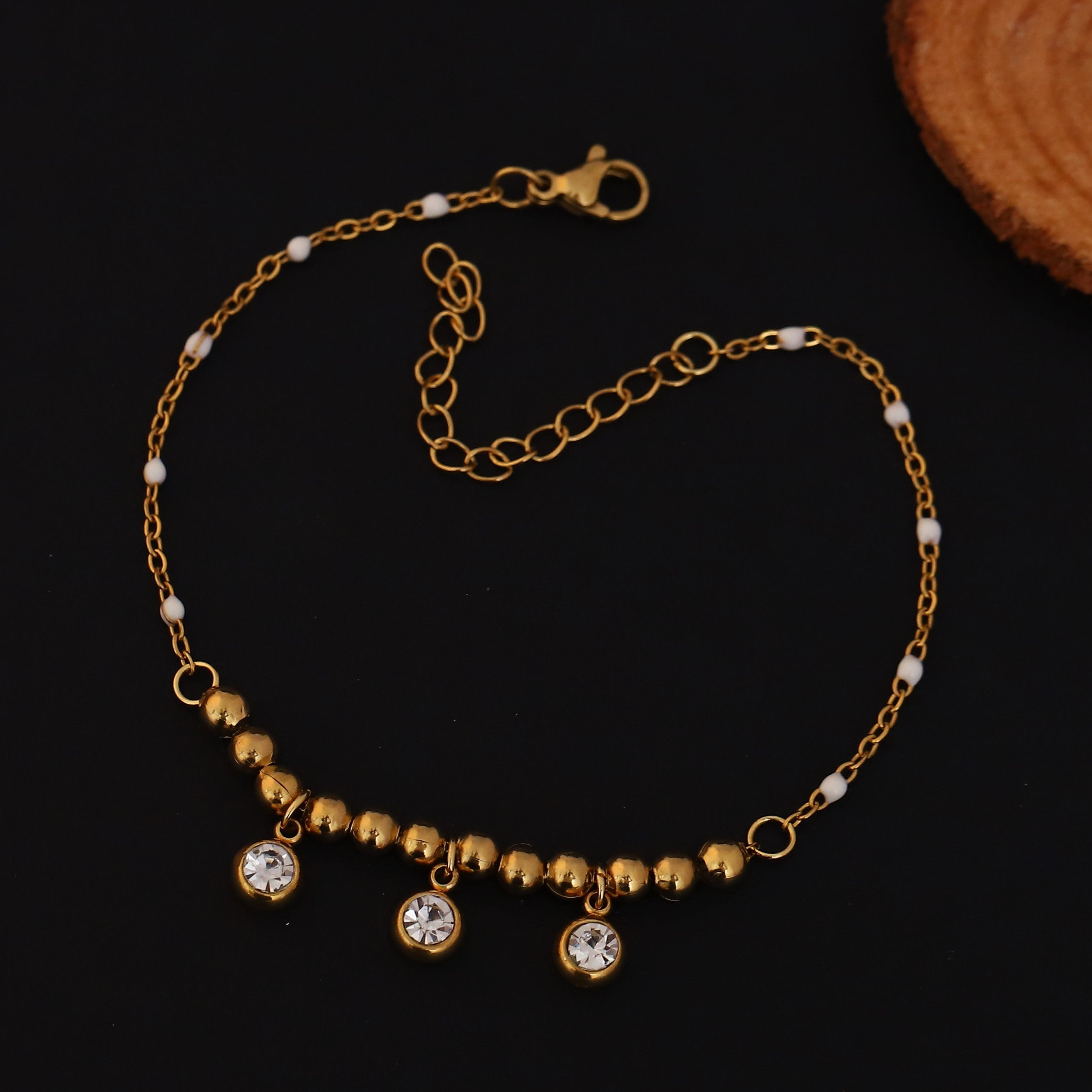Zircon Stones Chain Bracelet Gold Plated – Single Layer, Anti-Tarnish, Waterproof(GOLD)