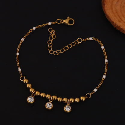 Zircon Stones Chain Bracelet Gold Plated – Single Layer, Anti-Tarnish, Waterproof(GOLD)
