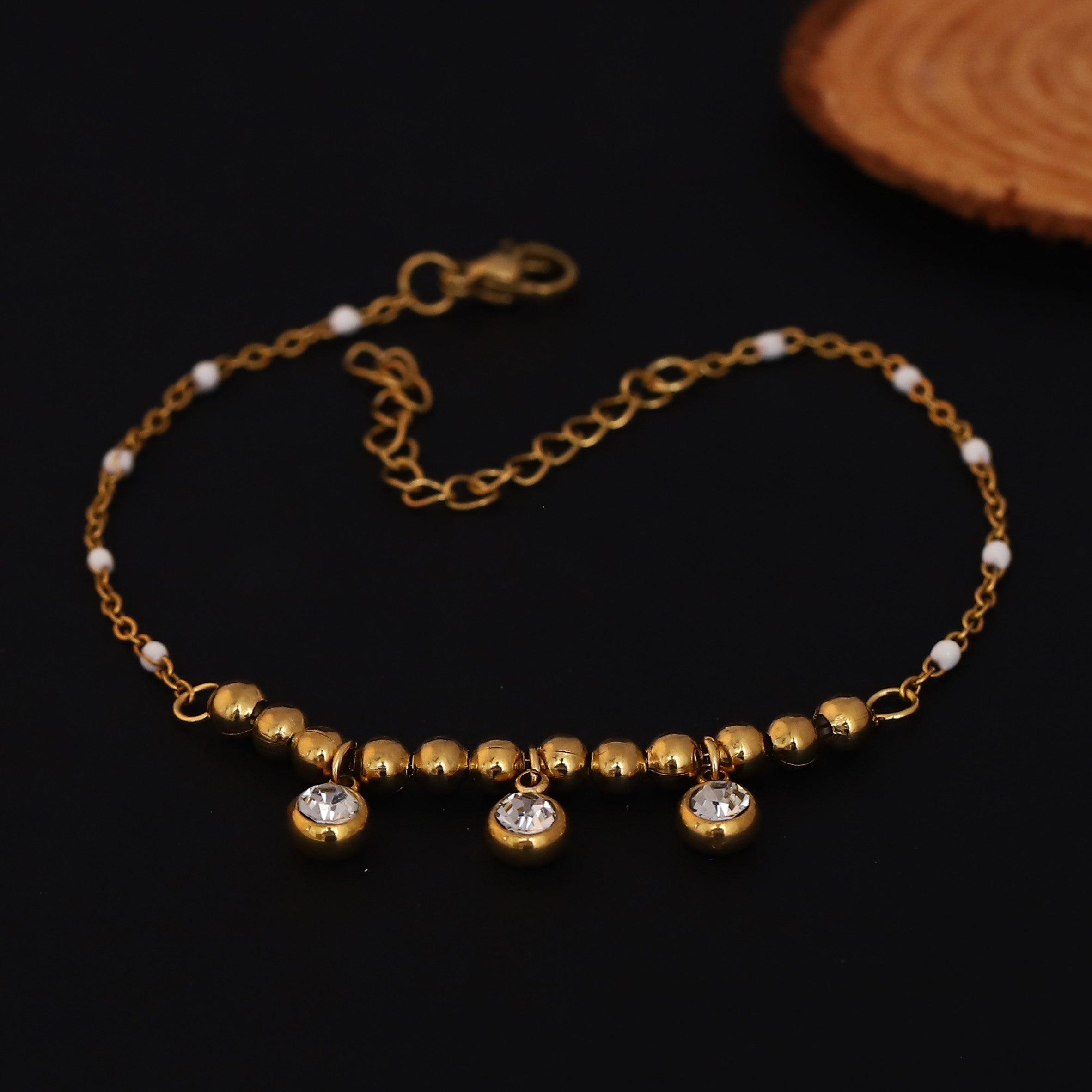 Zircon Stones Chain Bracelet Gold Plated – Single Layer, Anti-Tarnish, Waterproof(GOLD)