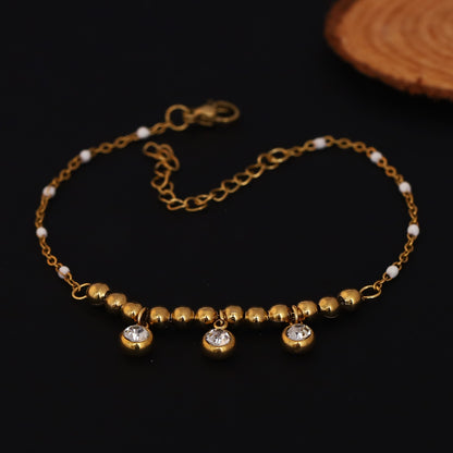 Zircon Stones Chain Bracelet Gold Plated – Single Layer, Anti-Tarnish, Waterproof(GOLD)