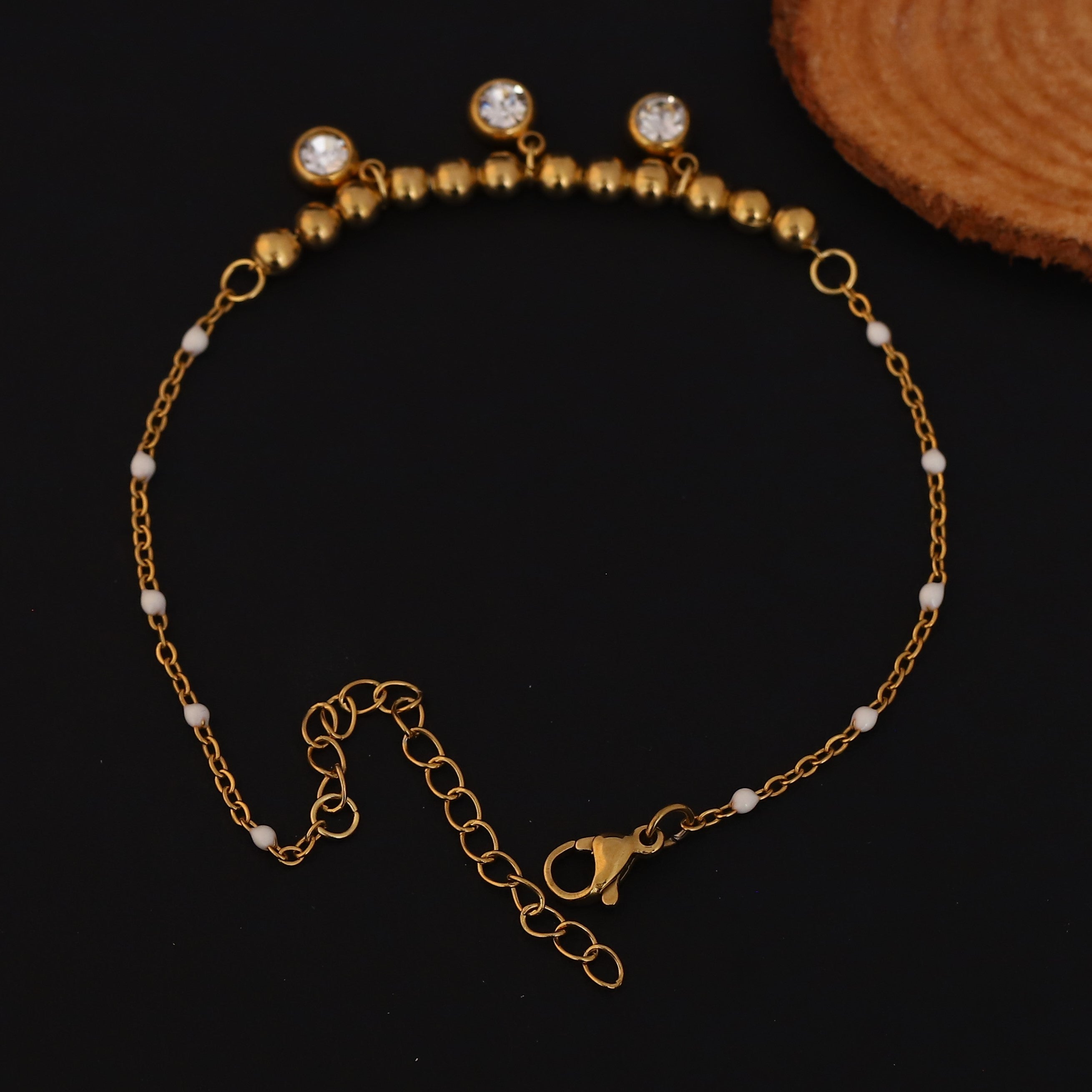 Zircon Stones Chain Bracelet Gold Plated – Single Layer, Anti-Tarnish, Waterproof(GOLD)