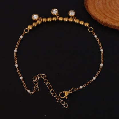 Zircon Stones Chain Bracelet Gold Plated – Single Layer, Anti-Tarnish, Waterproof(GOLD)