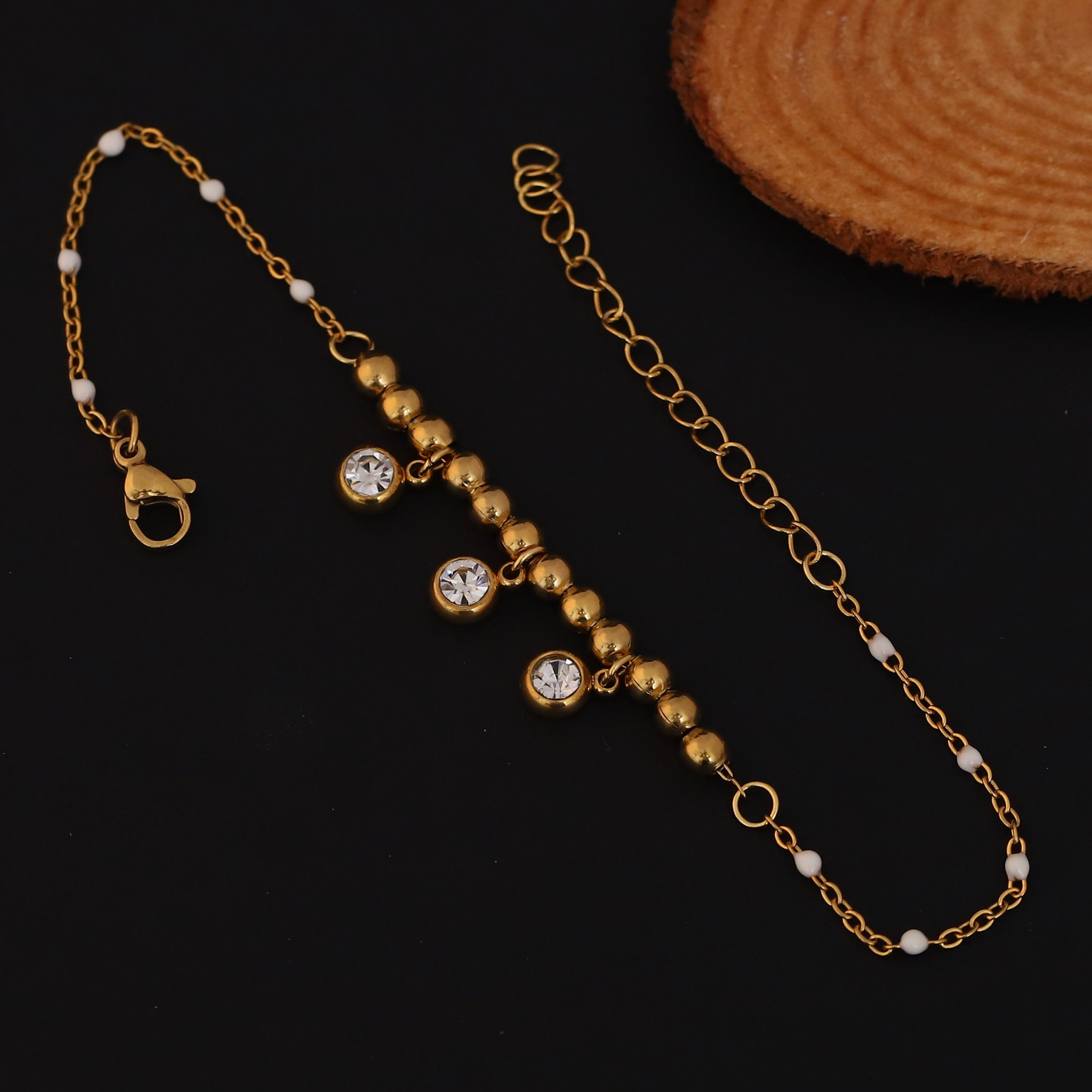Zircon Stones Chain Bracelet Gold Plated – Single Layer, Anti-Tarnish, Waterproof(GOLD)