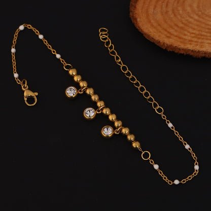 Zircon Stones Chain Bracelet Gold Plated – Single Layer, Anti-Tarnish, Waterproof(GOLD)