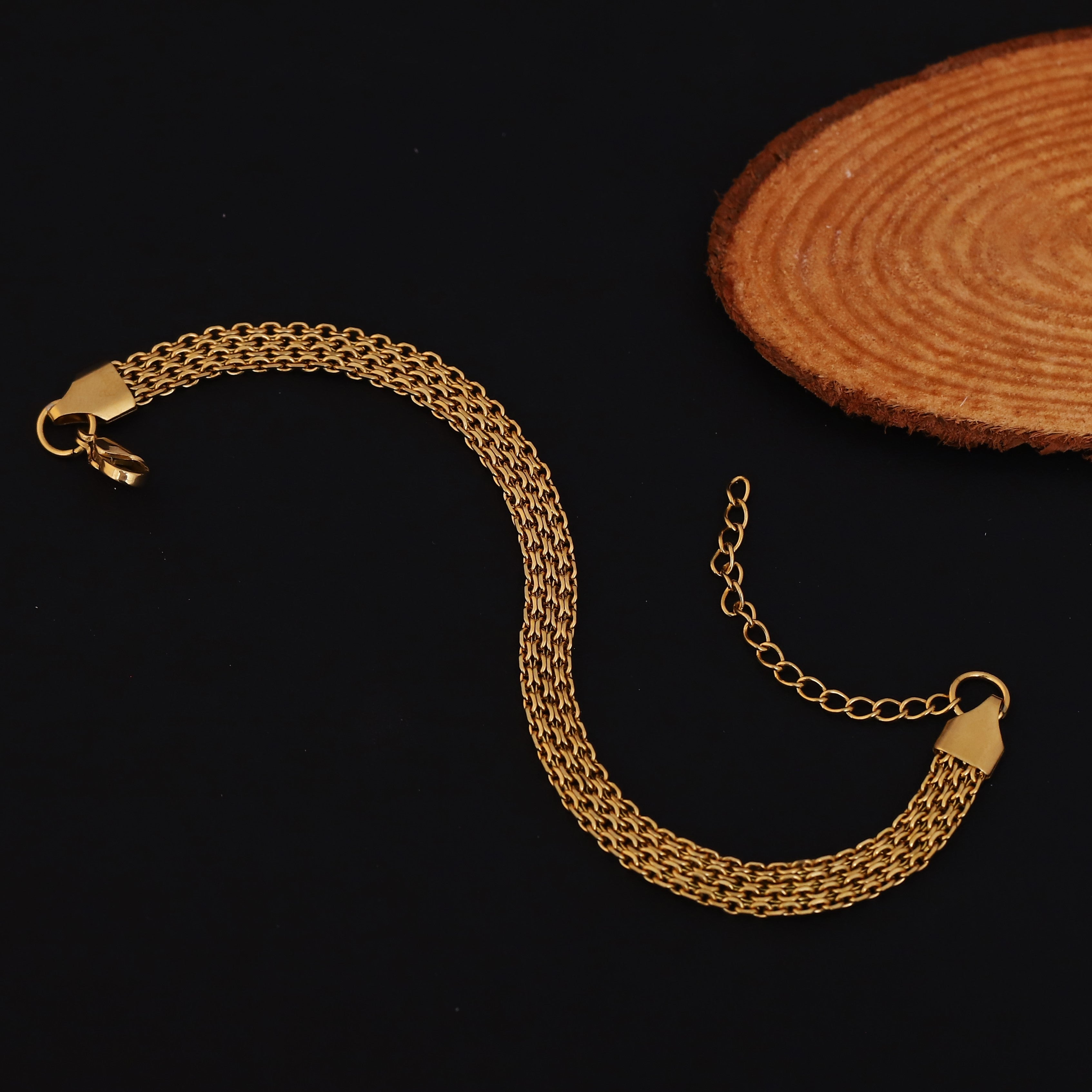 Honey Comb Chain Bracelet Gold Plated – Single Layer, Anti-Tarnish, Waterproof (GOLD)
